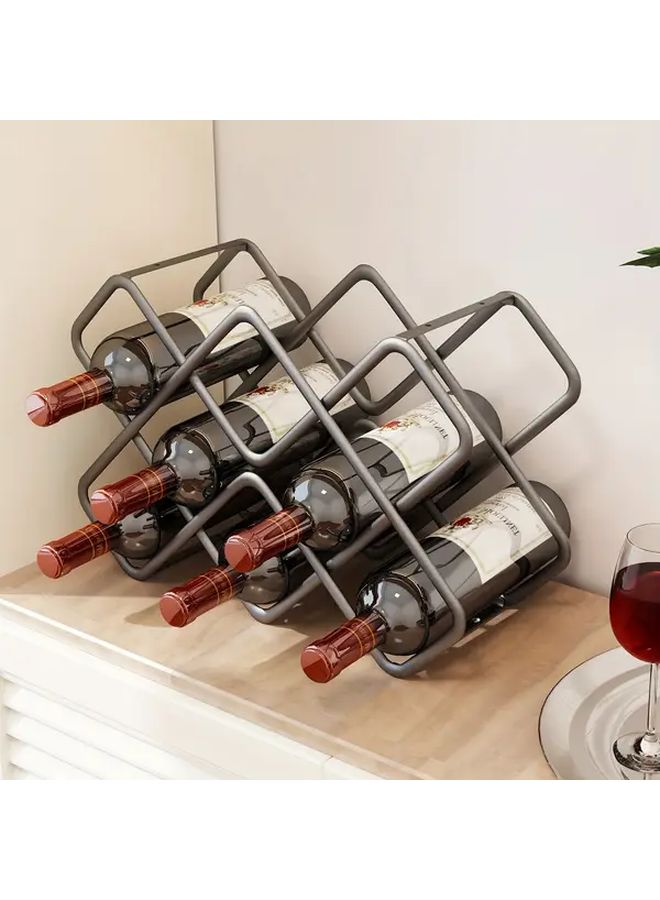 Black 8 Lattice Wine Rack Luxury Home Storage Display Holder For Red Wine Bottles - Image 2
